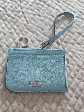 kate spade Light Blue Pebbled Leather Wristlet Card Case